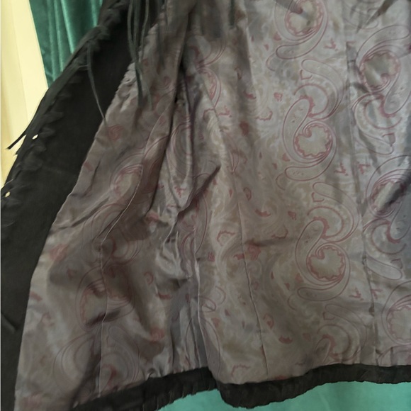 Women's Vintage Black Suede Jacket with Fringe - Picture 3 of 4